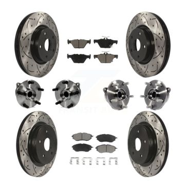 Front Rear Hub Bearing Coated Disc Brake Rotor And Ceramic Pads Kit (10Pc) For Subaru WRX KBB-127751