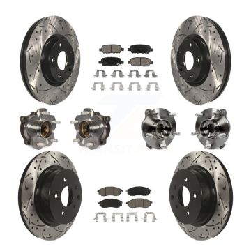 Front Rear Hub Bearing Coated Brake Rotor & Pad Kit (10Pc) For 2006-2007 INFINITI M35 AWD KBB-127753