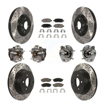 Front Rear Hub Bearing Coated Brake Rotor & Pad Kit (10Pc) For 2006-2007 INFINITI M35 RWD KBB-127754