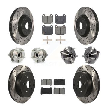 Front Rear Hub Bearing Coated Disc Brake Rotor Pads Kit (10Pc) For Subaru Impreza WRX STI KBB-127757