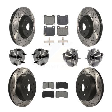 Front Rear Hub Bearing Coated Disc Brake Rotor Pads Kit (10Pc) For Subaru Impreza WRX STI KBB-127759