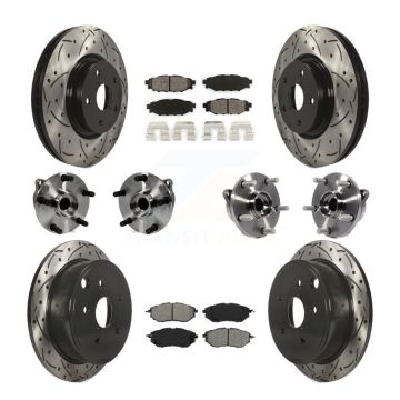 Front Rear Hub Bearing Assembly Coated Disc Brake Rotor And Pad Kit (10Pc) For Subaru WRX KBB-127760