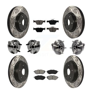 Front Rear Hub Bearing Assembly Coated Disc Brake Rotor And Pad Kit (10Pc) For Subaru WRX KBB-127761