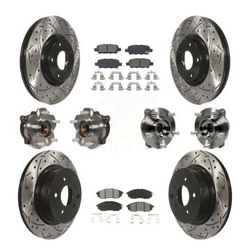 Front Rear Hub Bearing Coated Brake Rotor & Pad Kit (10Pc) For 2006-2007 INFINITI M35 AWD KBB-127762