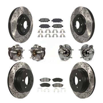 Front Rear Hub Bearing Coated Brake Rotor & Pad Kit (10Pc) For 2006-2007 INFINITI M35 RWD KBB-127763