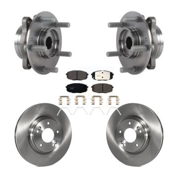 Front Hub Bearing Assembly Disc Brake Rotors And Ceramic Pads Kit For 2020 Kia Forte 1.6L KBB-127953