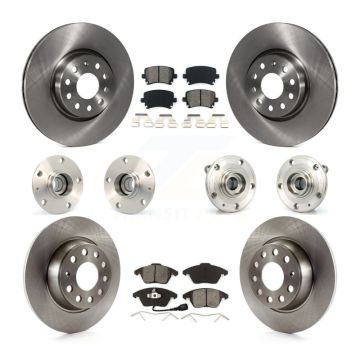 Front Rear Hub Bearings Disc Brake Rotors And Pads Kit (10Pc) For Volkswagen GTI Audi A3 KBB-127962