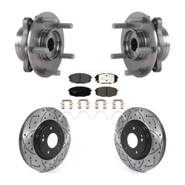 Front Hub Bearing Assembly Coated Drill Slot Brake Rotor Pads Kit For 2020 Kia Forte 1.6L KBB-127969