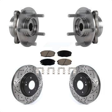 Front Hub Bearing Assembly Coated Drill Slot Brake Rotor Pads Kit For 2020 Kia Forte 1.6L KBB-127971