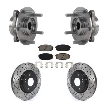 Front Hub Bearing Assembly Coated Drill Slot Brake Rotor Pads Kit For 2020 Kia Forte 1.6L KBB-127972