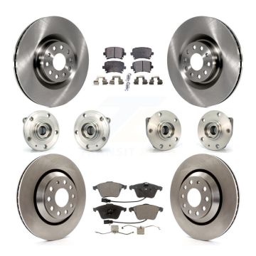 Front Rear Hub Bearings Assembly Disc Brake Rotors And Pads Kit (10Pc) For Volkswagen R32 KBB-128000