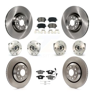 Front Rear Hub Bearings Assembly Disc Brake Rotors And Pads Kit (10Pc) For Volkswagen R32 KBB-128029