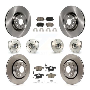 Front Rear Hub Bearings Disc Brake Rotors And Ceramic Pads Kit (10Pc) For Volkswagen R32 KBB-128040