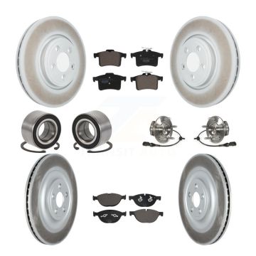 Front Rear Hub Bearings Coated Disc Brake Rotors And Pads Shoes Kit (10Pc) For Jaguar XF KBB-128057