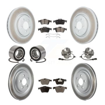 Front Rear Hub Bearings Coated Disc Brake Rotors And Pads Shoes Kit (10Pc) For Jaguar XF KBB-128058