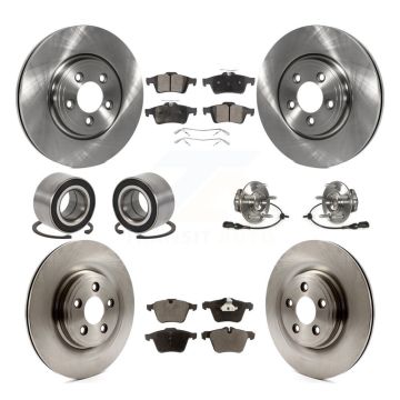 Front Rear Hub Bearing Assembly Disc Brake Rotors And Pads Shoes Kit (10Pc) For Jaguar XF KBB-128059