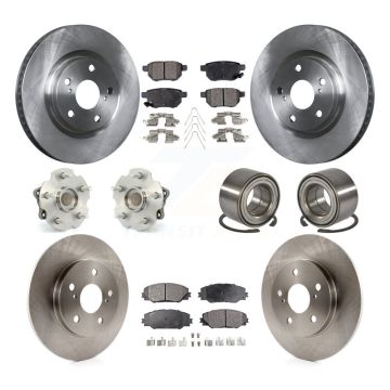 Front Rear Hub Bearing Disc Brake Rotor & Pads Kit (10Pc) For 2017-2018 Toyota Corolla iM KBB-128060