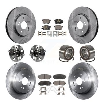 Front Rear Hub Bearing Disc Brake Rotors And Pads Kit (10Pc) For 2012-2016 Honda CR-V AWD KBB-128062