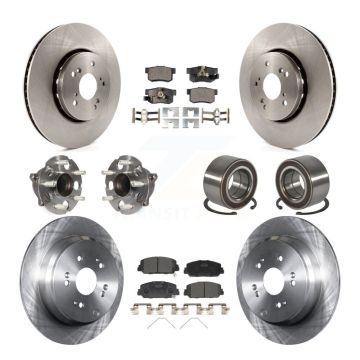 Front Rear Hub Bearings Disc Brake Rotors And Pads Kit (10Pc) For 2013-2018 Acura RDX FWD KBB-128064