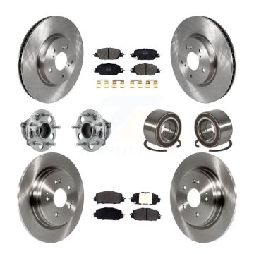 Front Rear Hub Bearing Disc Brake Rotors And Semi-Metallic Pads Kit (10Pc) For Honda CR-V KBB-128080