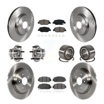 Front Rear Hub Bearing Disc Brake Rotors And Semi-Metallic Pads Kit (10Pc) For Honda CR-V KBB-128082