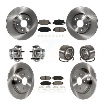 Front Rear Hub Bearing Disc Brake Rotors And Semi-Metallic Pads Kit (10Pc) For Honda CR-V KBB-128084