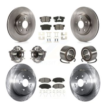 Front Rear Hub Bearing Disc Brake Rotors And Pads Kit (10Pc) For 2012-2016 Honda CR-V FWD KBB-128086