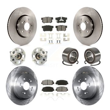Front Rear Hub Bearings Disc Brake Rotors And Pads Kit (10Pc) For 2017-2018 Acura RDX AWD KBB-128090