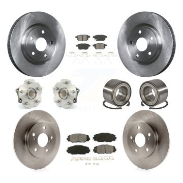 Front Rear Hub Bearing Disc Brake Rotor & Pads Kit (10Pc) For 2017-2018 Toyota Corolla iM KBB-128091