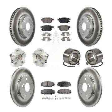 Front Rear Hub Bearing Coated Brake Rotor Pads Kit (10Pc) For 2017-2018 Toyota Corolla iM KBB-128093