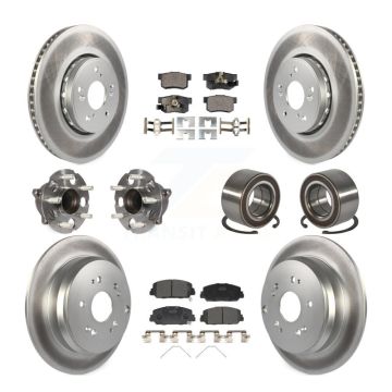 Front Rear Hub Bearing Coated Disc Brake Rotor Pad Kit (10Pc) For 2013-2018 Acura RDX FWD KBB-128097