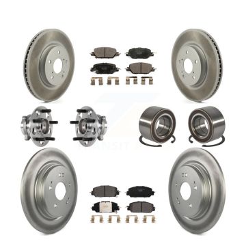 Front Rear Hub Bearing Coated Disc Brake Rotor And Ceramic Pads Kit (10Pc) For Honda CR-V KBB-128101