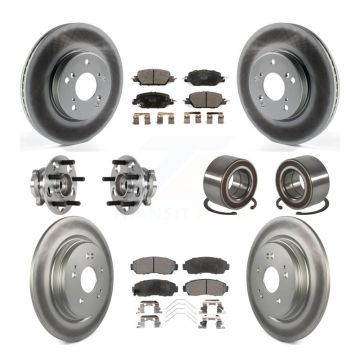 Front Rear Hub Bearing Coated Disc Brake Rotor And Ceramic Pads Kit (10Pc) For Honda CR-V KBB-128103