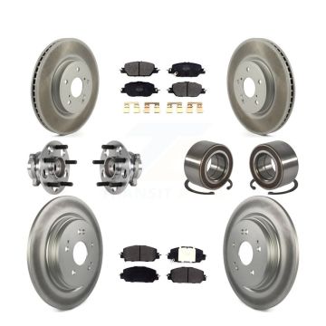 Front Rear Hub Bearing Assembly Coated Disc Brake Rotor And Pad Kit (10Pc) For Honda CR-V KBB-128115