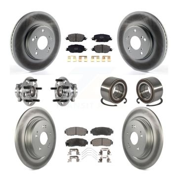 Front Rear Hub Bearing Assembly Coated Disc Brake Rotor And Pad Kit (10Pc) For Honda CR-V KBB-128117