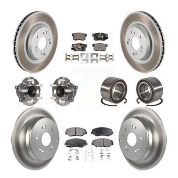 Front Rear Hub Bearing Coated Brake Rotor And Pad Kit (10Pc) For 2012-2016 Honda CR-V FWD KBB-128121