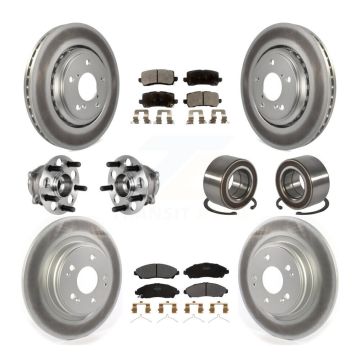 Front Rear Hub Bearing Assembly Coated Disc Brake Rotor And Pads Kit (10Pc) For Acura MDX KBB-128124