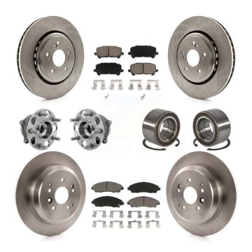 Front Rear Hub Bearings Disc Brake Rotors And Pads Kit (10Pc) For 2014-2016 Acura MDX AWD KBB-128125