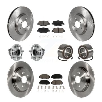 Front Rear Wheel Hub Bearing Disc Brake Rotors And Ceramic Pads Kit (10Pc) For Honda CR-V KBB-128127