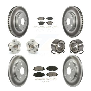 Front Rear Hub Bearing Coated Brake Rotor Pads Kit (10Pc) For 2017-2018 Toyota Corolla iM KBB-128142