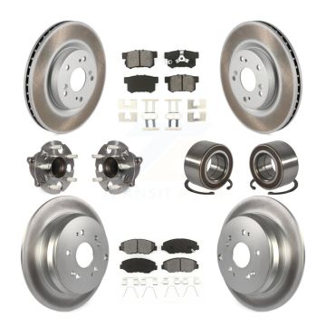 Front Rear Hub Bearing Coated Brake Rotor And Pad Kit (10Pc) For 2012-2016 Honda CR-V FWD KBB-128146
