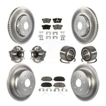 Front Rear Hub Bearing Coated Disc Brake Rotor Pad Kit (10Pc) For 2013-2018 Acura RDX FWD KBB-128178