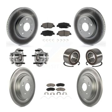 Front Rear Hub Bearing Coated Disc Brake Rotor And Ceramic Pads Kit (10Pc) For Honda CR-V KBB-128182