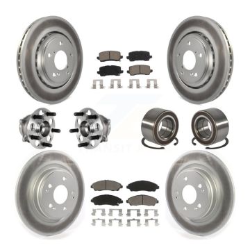 Front Rear Hub Bearing Coated Disc Brake Rotors And Ceramic Pads Kit (10Pc) For Acura MDX KBB-128186