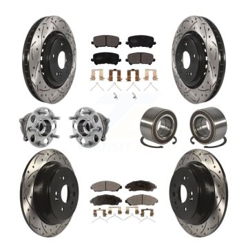 Front Rear Hub Bearing Coated Disc Brake Rotor Pad Kit (10Pc) For 2014-2016 Acura MDX AWD KBB-128237