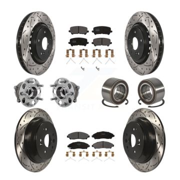 Front Rear Hub Bearing Coated Disc Brake Rotor Pad Kit (10Pc) For 2014-2016 Acura MDX AWD KBB-128244