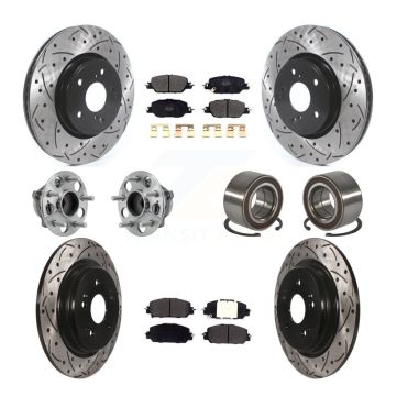 Front Rear Hub Bearing Assembly Coated Disc Brake Rotor And Pad Kit (10Pc) For Honda CR-V KBB-128246
