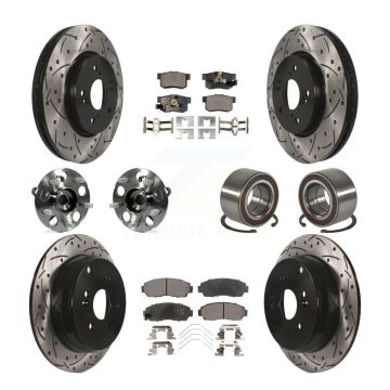 Front Rear Hub Bearing Coated Brake Rotor And Pad Kit (10Pc) For 2012-2016 Honda CR-V AWD KBB-128248