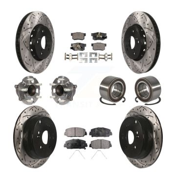 Front Rear Hub Bearing Coated Disc Brake Rotor Pad Kit (10Pc) For 2013-2018 Acura RDX FWD KBB-128250