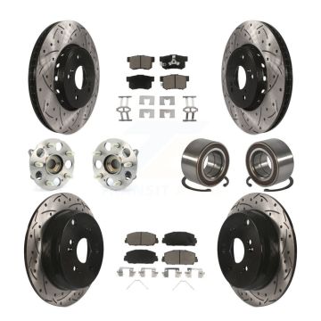 Front Rear Hub Bearing Coated Disc Brake Rotor Pad Kit (10Pc) For 2017-2018 Acura RDX AWD KBB-128254